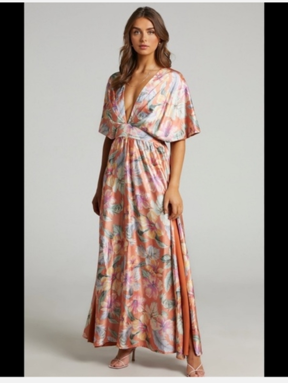 NWT Showpo SOPHIA MIDI DRESS - PLUNGE NECK BAT WING SLEEVE DRESS sz 14